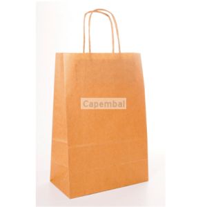 250 sacs cabas avec anses 26 x 14 x 32 cm kraft naturel