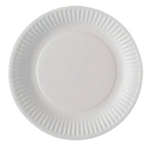 100 assiettes rondes blanches en carton 15 cm