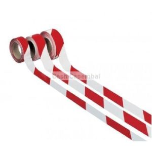 Ruban de chantier blanc et rouge 5 cm x 100 m