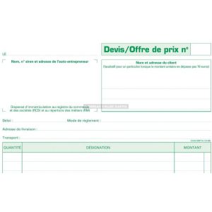 50 feuillets dupli a4 manifold devis pour autoentrepreneur