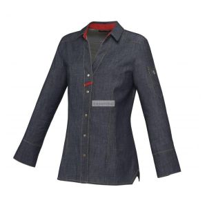 Veste de cuisine denim femme manche longue